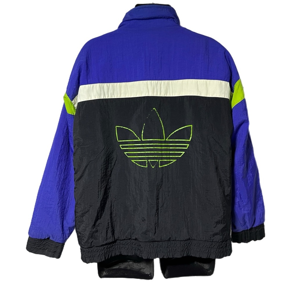 Vintage Adidas Trefoil Purple & Neon Pullover Coat Jacket L Flawed - Picture 5 of 9